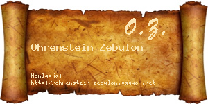Ohrenstein Zebulon névjegykártya